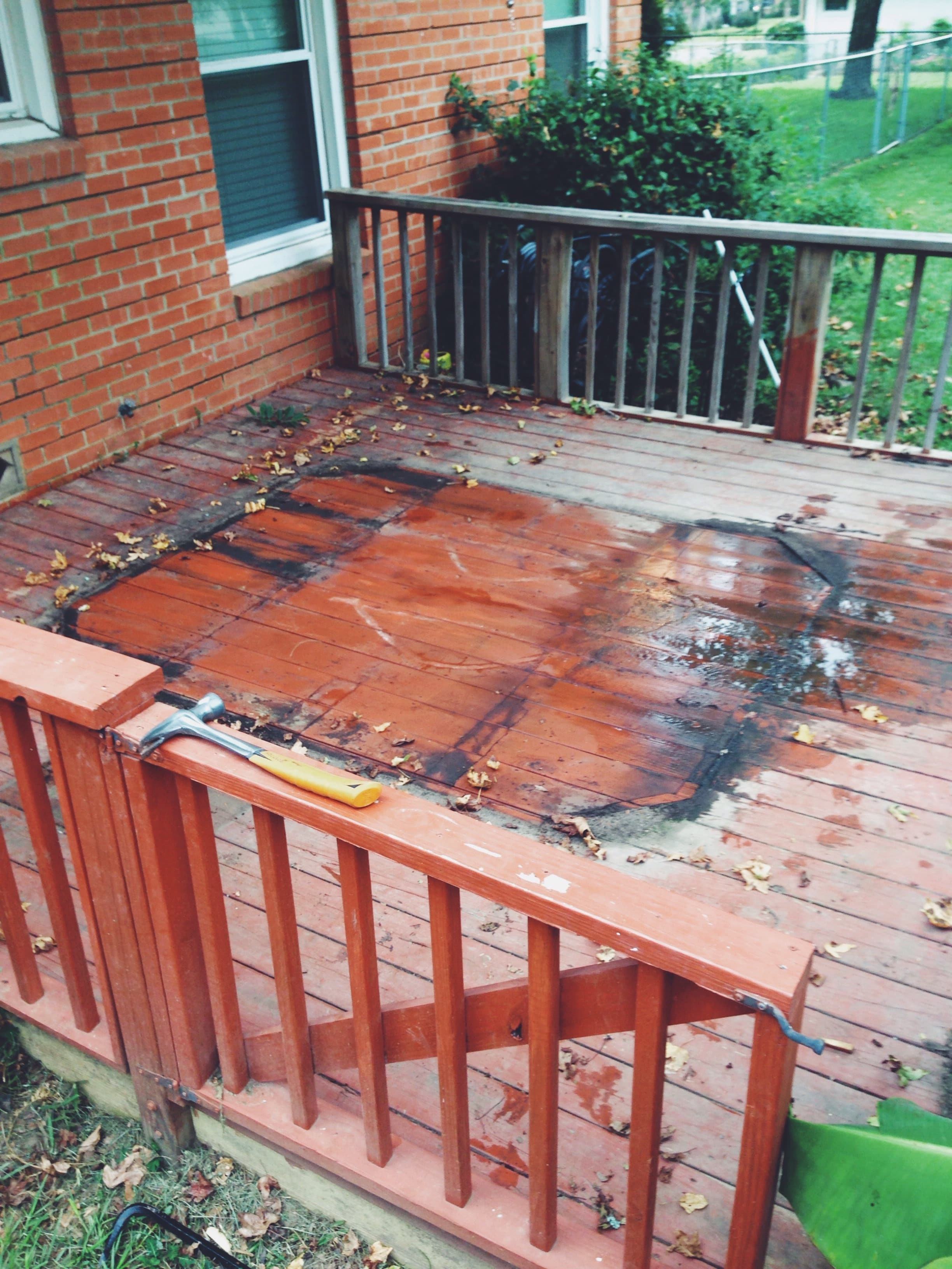 Old hot tub deck ready to be taken apart