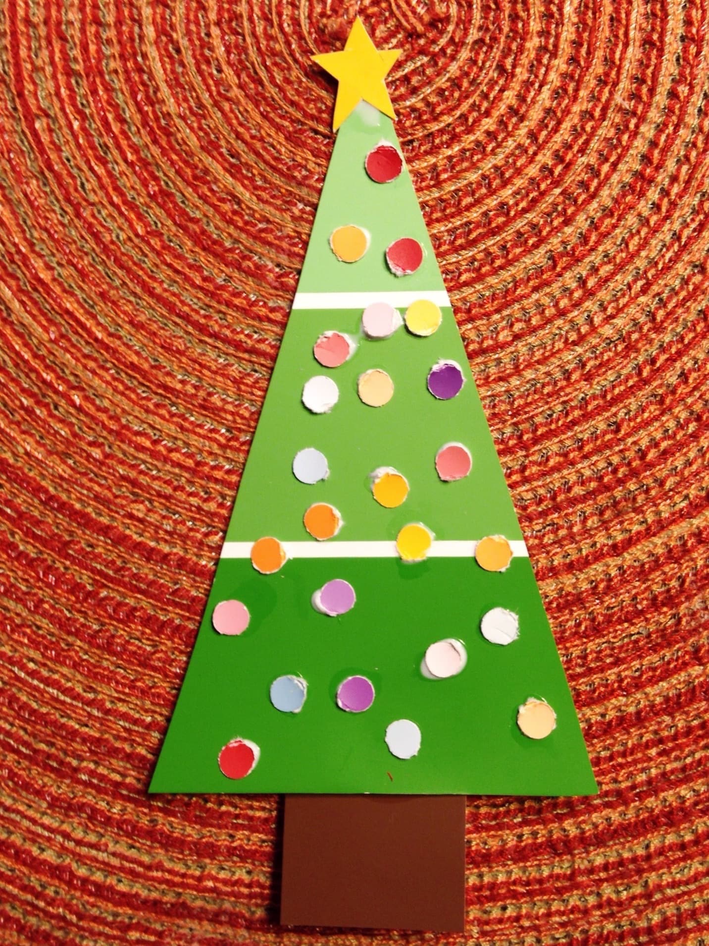 Fun and inexpensive christmas tree craft with paint chips