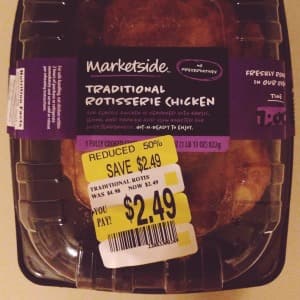 Half Priced Walmart Rotisserie Chicken in the box