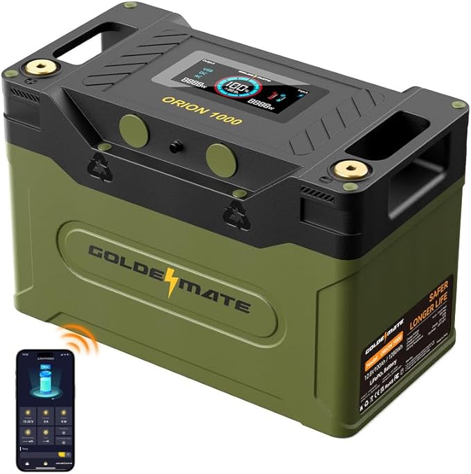 GoldenMate 12V 100Ah Bluetooth LifePO4 Battery